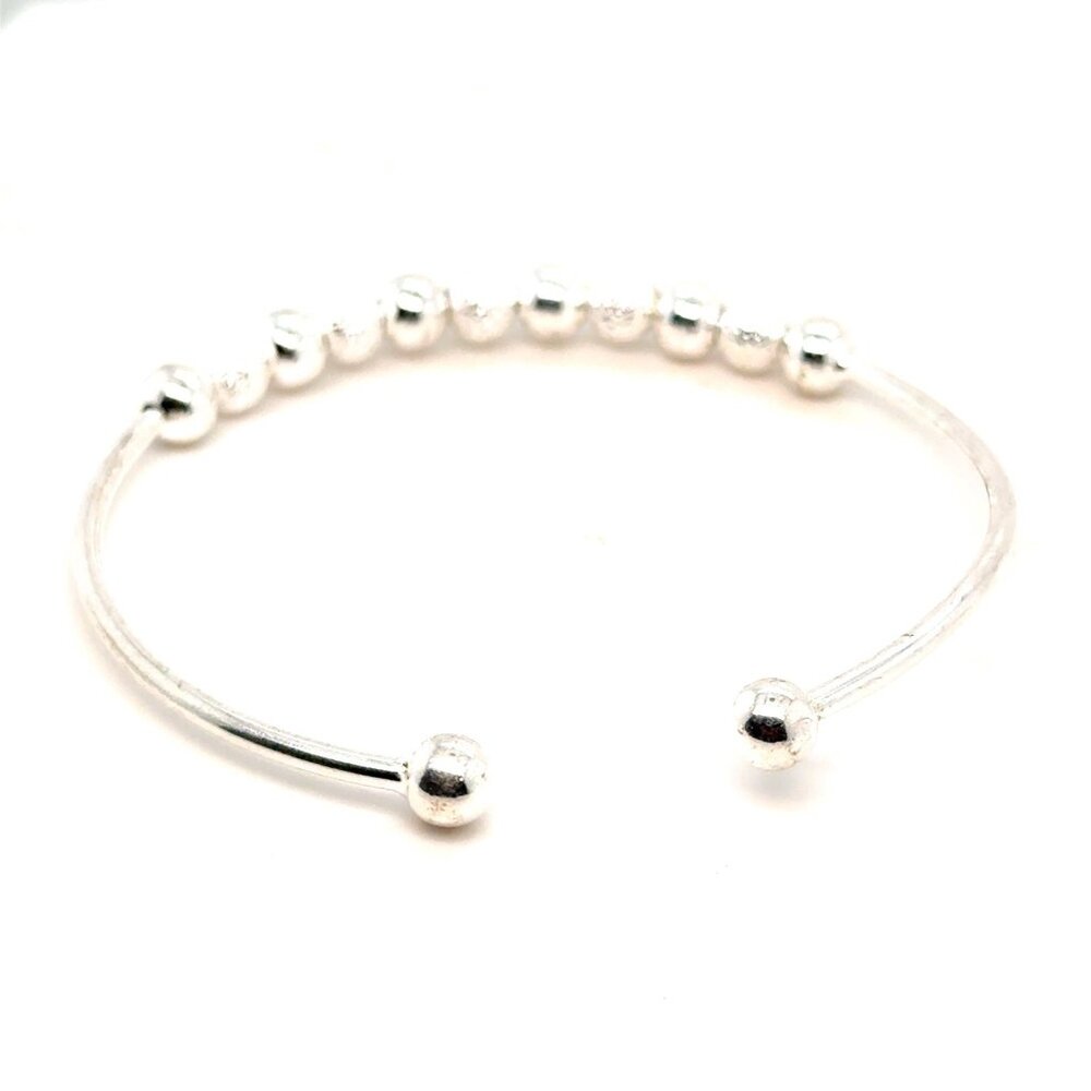 Silver Beaded Open Cuff - image 3